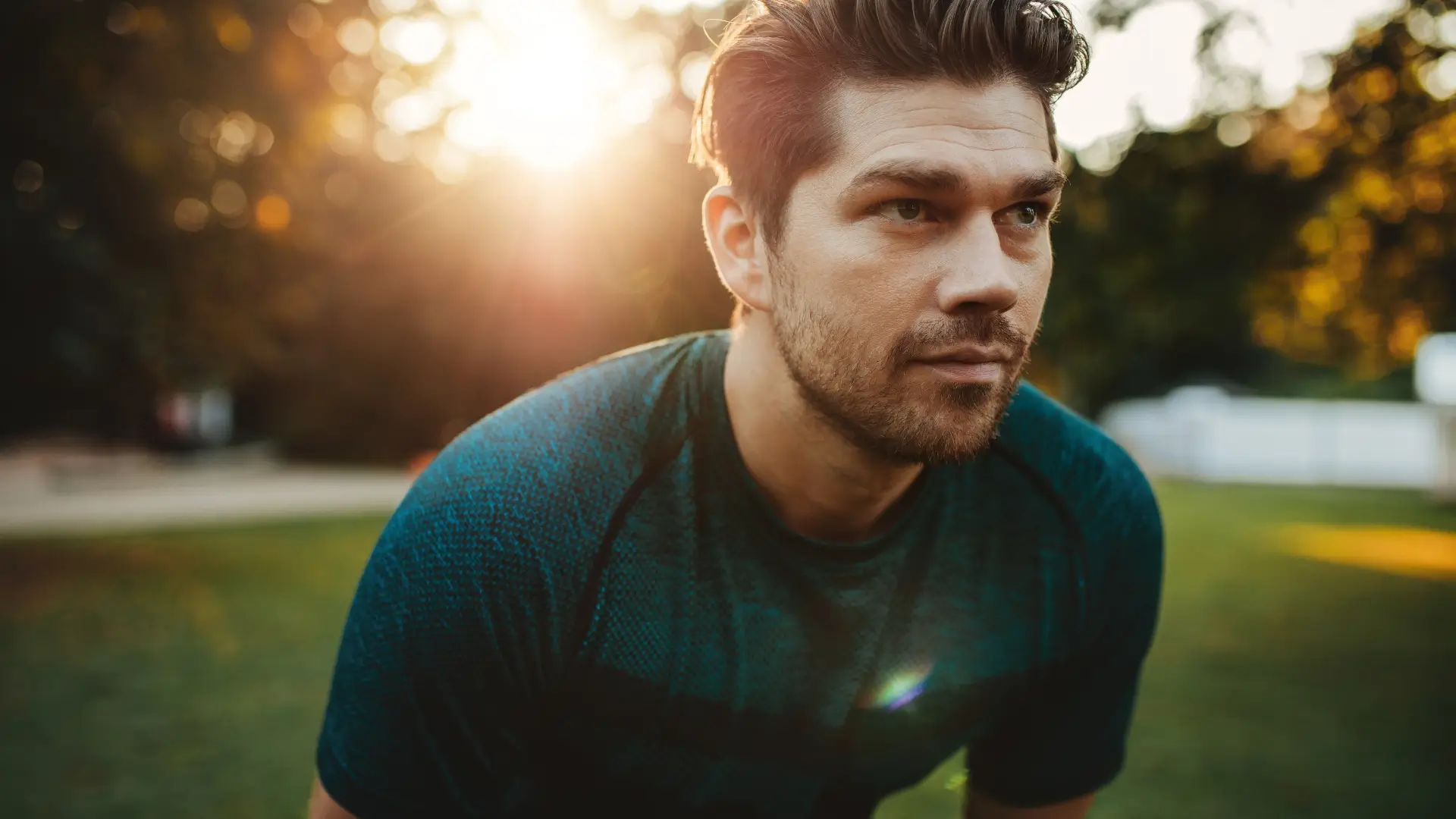 Healthy young man exercising outside