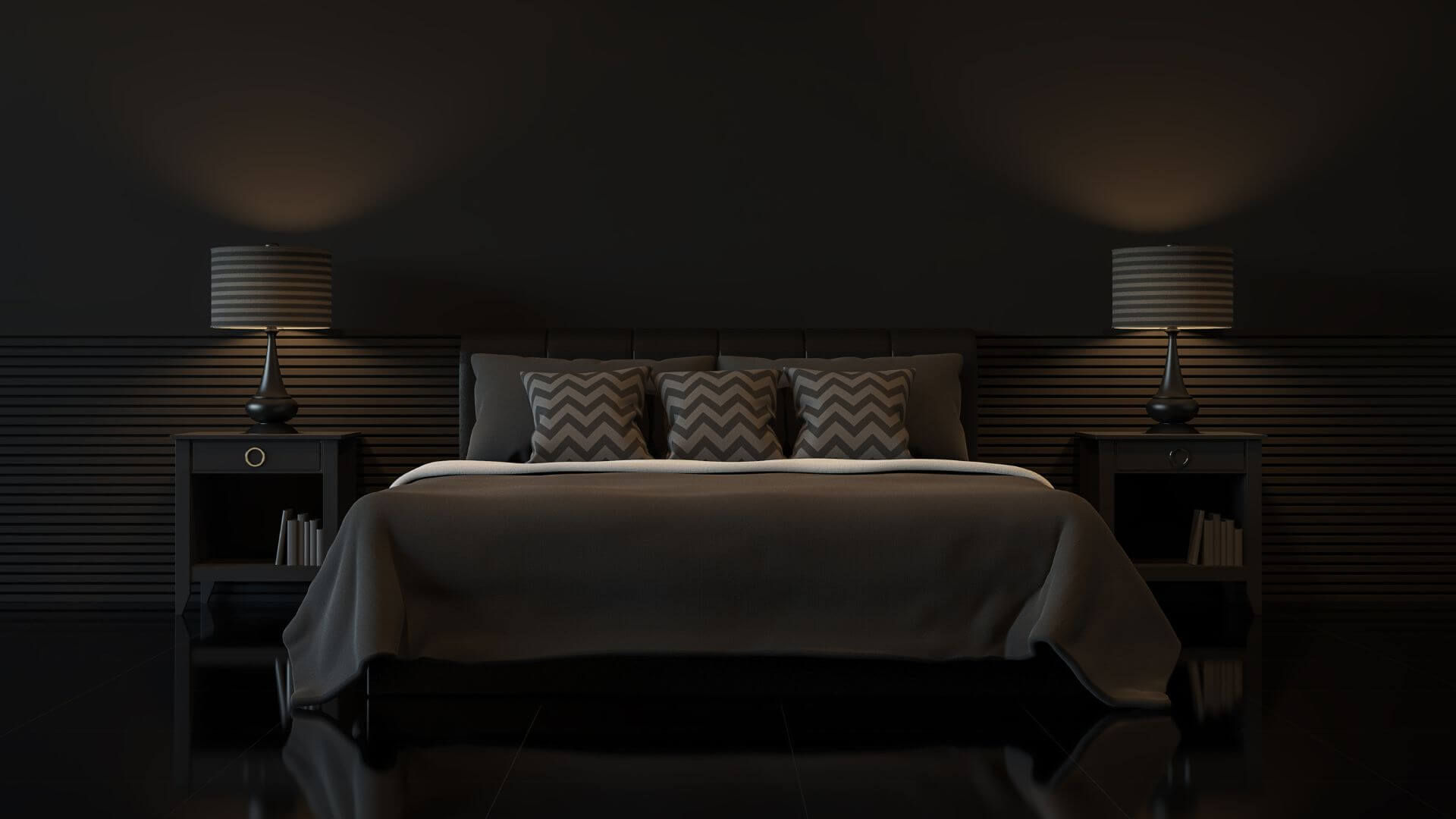 Dark bedroom sleep environment