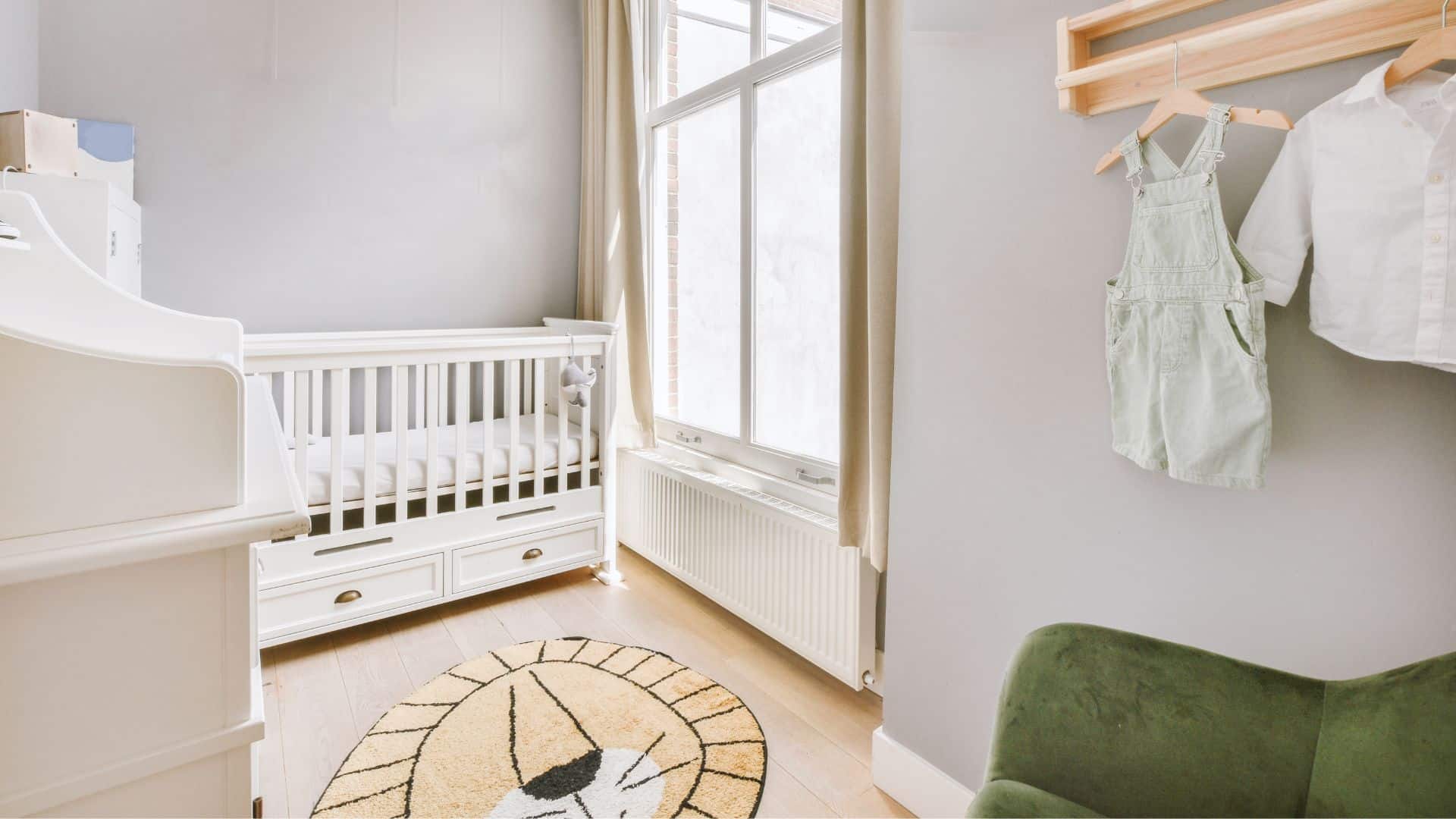 Nursery room with cot