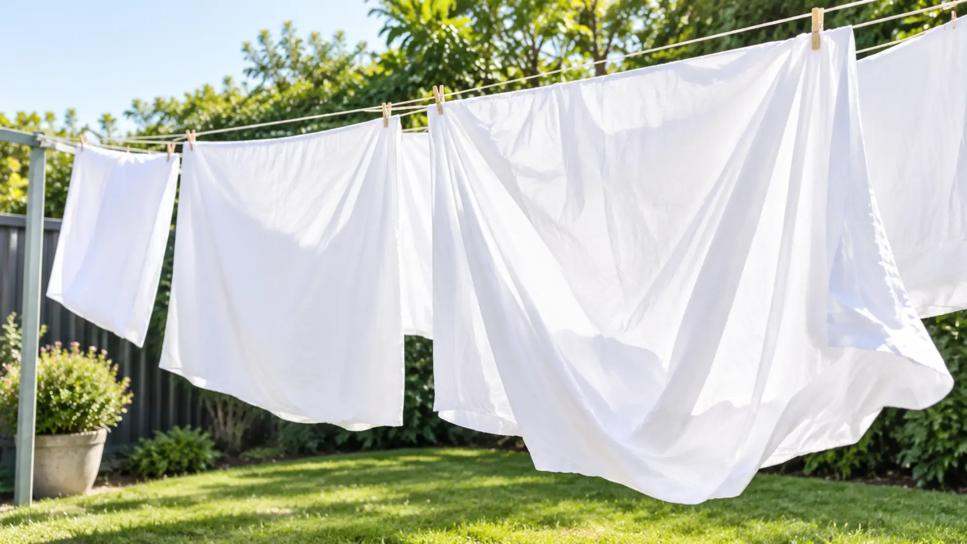 Clean sheets drying outside