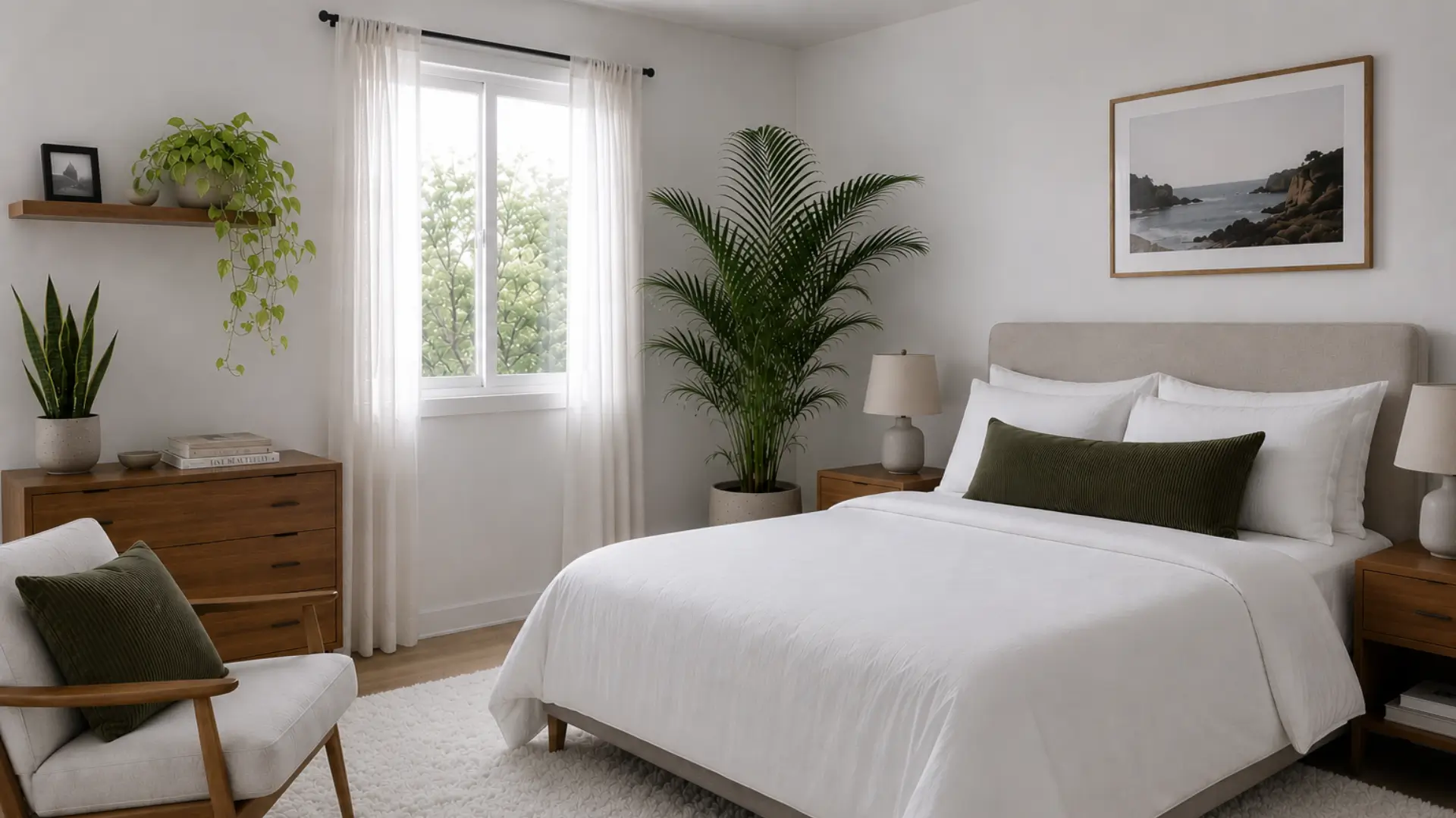 Bedroom with Australian plants