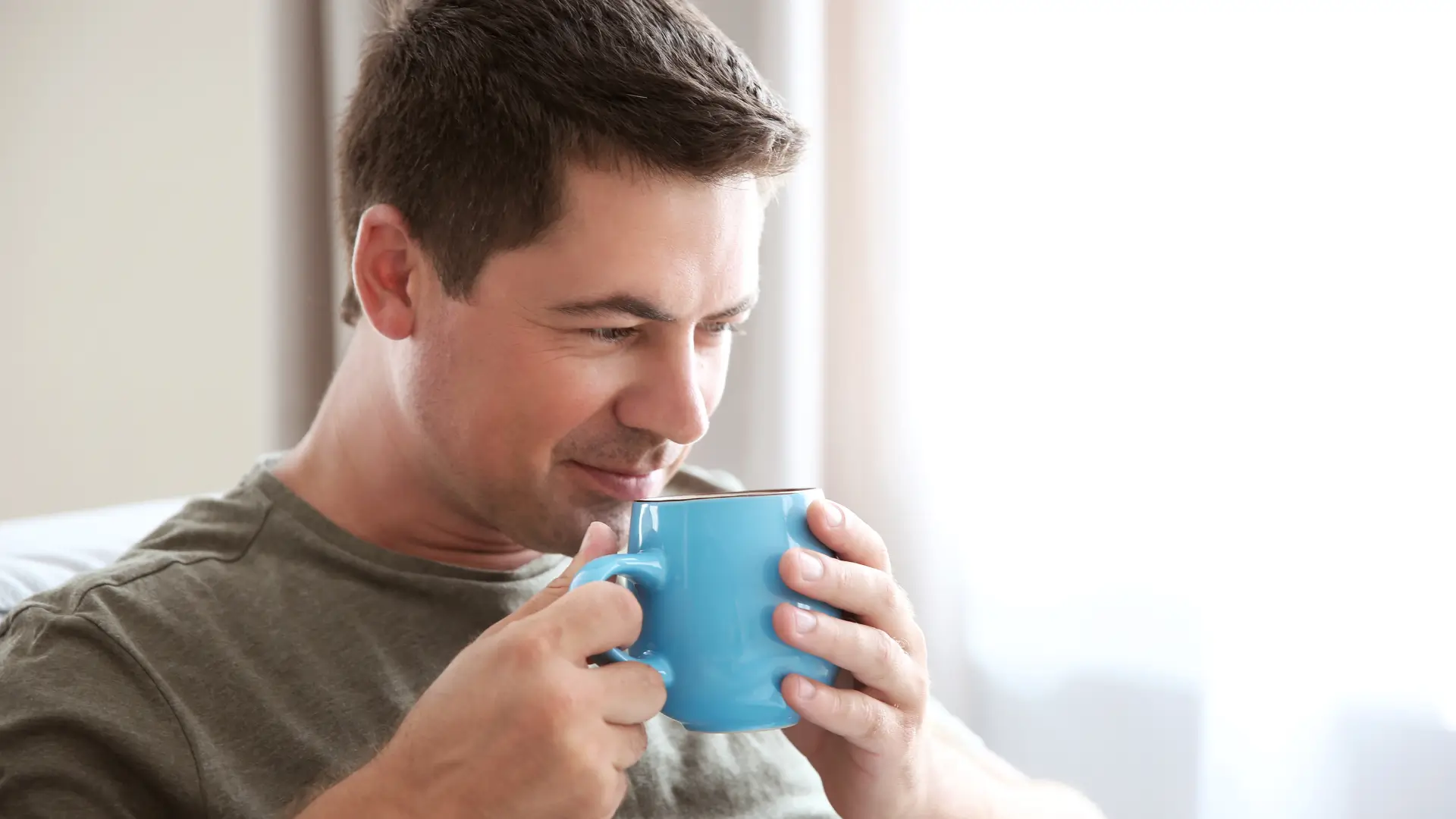Man drinking coffee