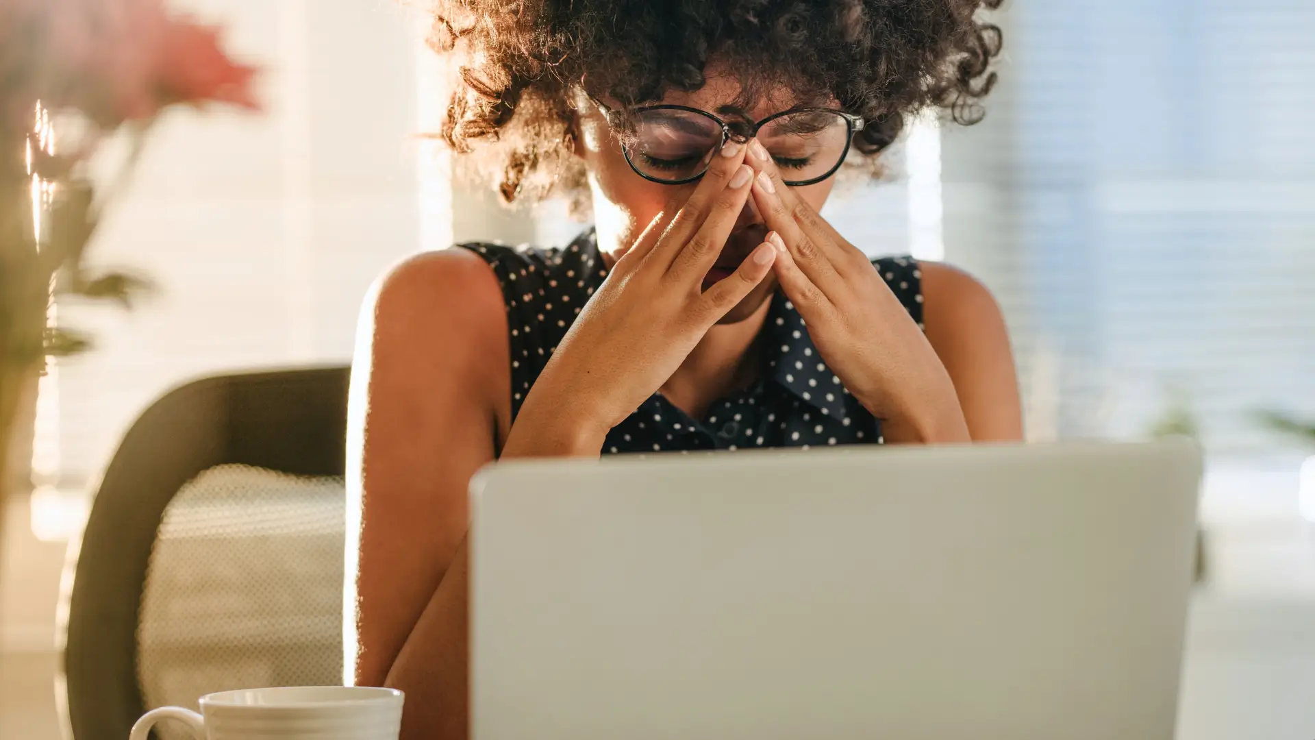 Woman sleepy at desk
